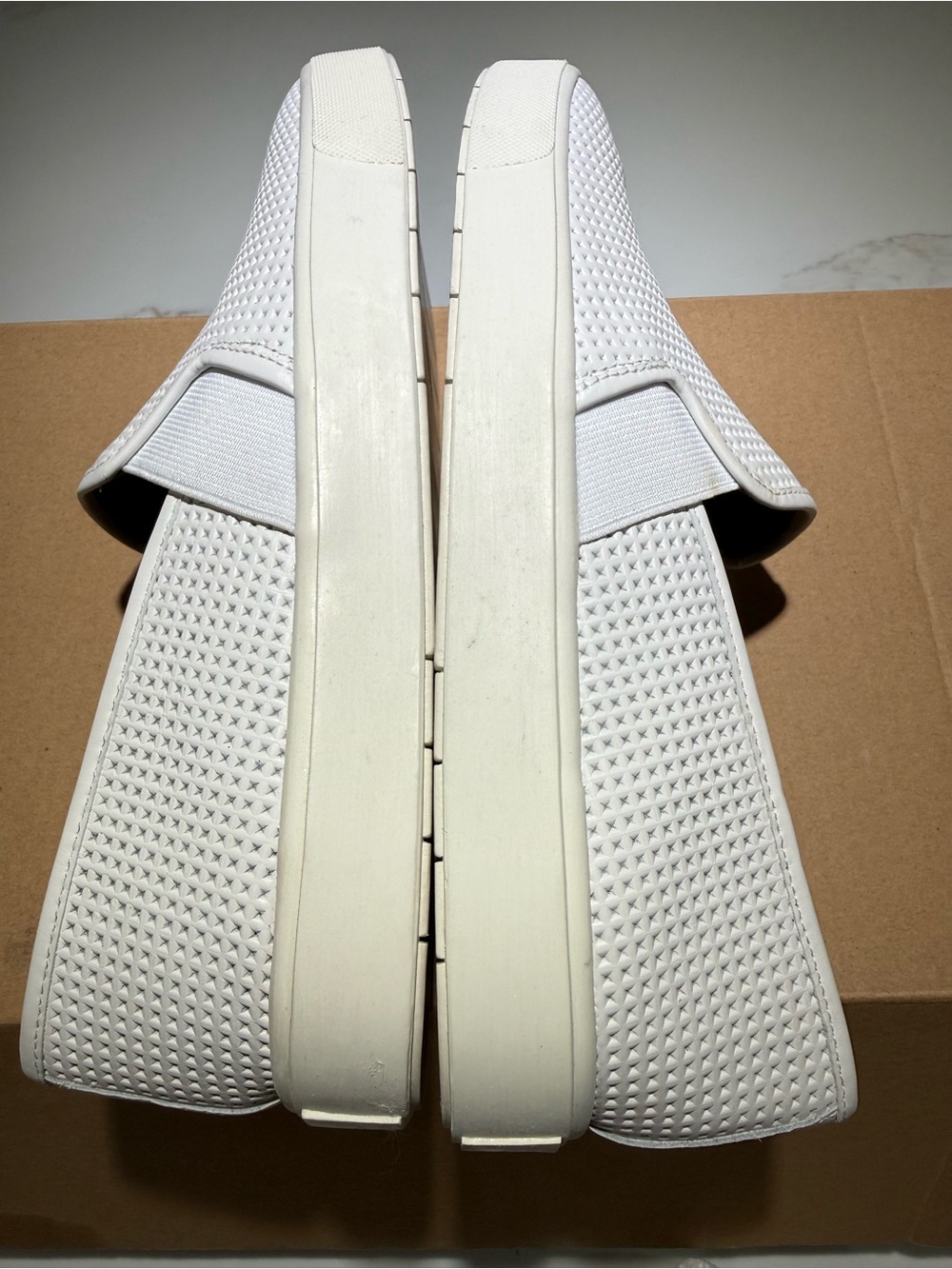 VINCE Blair Woodsmoke Perforated Leather Slip-On Loafers, White Size 7M - Picture 5 of 12